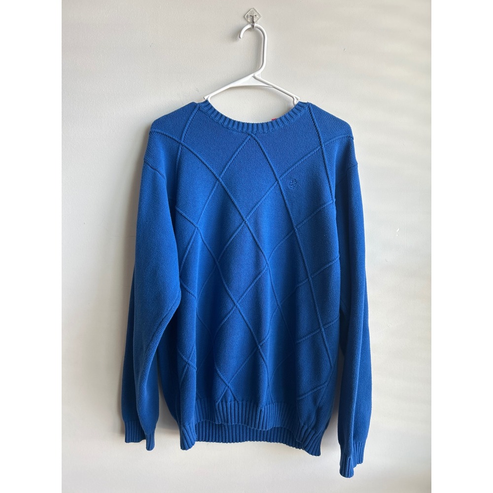 Izod Blue Diamond Knit Sweater Mens XL